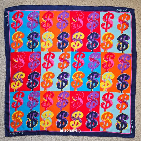 Andy Warhol Accessories - Andy Warhol Dollar Sign Silk Scarf PERFECT! Hand-Rolled Classic Memorabilia